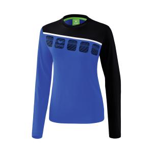 1331910-haut-d-entrainement-femme-manches-longues-erima-5-c-bleu-royale-noir-blanc