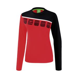 1331911-haut-d-entrainement-femme-manches-longues-erima-5-c-rouge-noir-blanc
