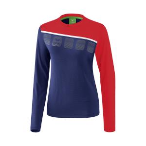 1331916-haut-d-entrainement-femme-manches-longues-erima-5-c-bleu-marine-rouge-blanc