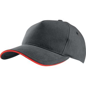 kp124-slategrey-red-casquette-k-up-5-panneaux-gris-rouge-tu