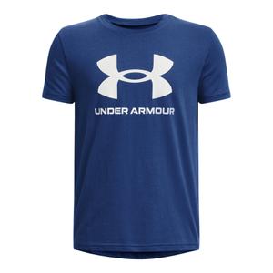 1363282-471-t-shirt-enfant-under-armour-sportstyle-logo-blue-mirage-blanc-blanc
