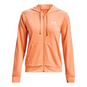 1369853-868-sweatshirt-a-capuche-molletonne-zippee-femme-under-armour-orange-blanc