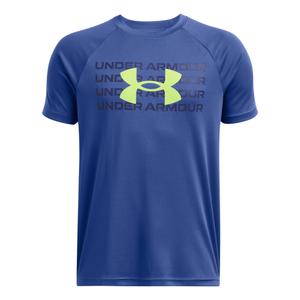 1386819-432-t-shirt-enfant-under-armour-tech-tm-wordmark-logo-bleu-morph-green-bleu-navy